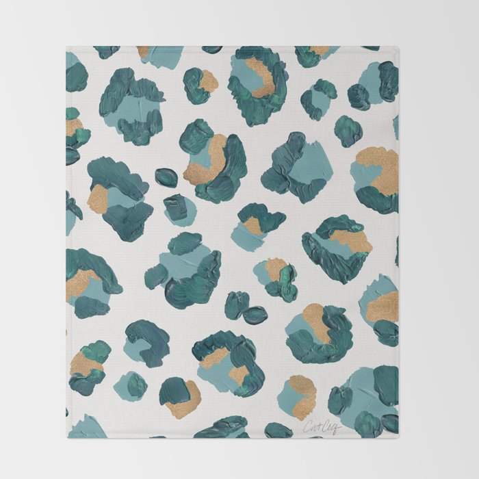 Leopard Print - Teal & Copper Throw Blanket Gallery Image 2