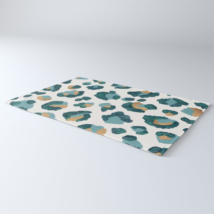 Leopard Print - Teal & Copper Rug Gallery Image 3