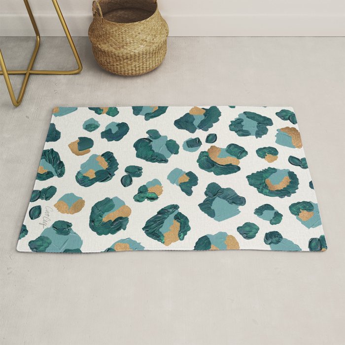 Leopard Print - Teal & Copper Rug Gallery Image 1