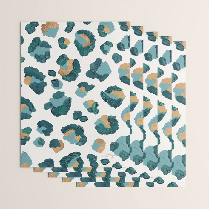 Leopard Print - Teal & Copper Wrapping Paper Gallery Image 3
