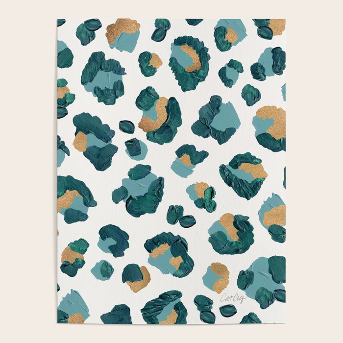 Leopard Print - Teal & Copper Poster Gallery Image 1