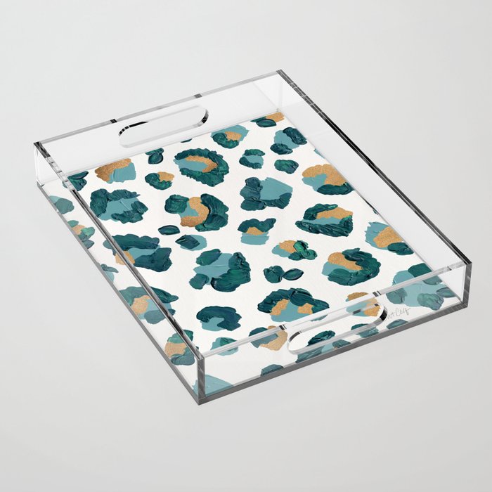 Leopard Print - Teal & Copper Acrylic Tray Gallery Image 1