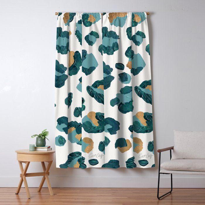 Leopard Print - Teal & Copper Window Curtain Gallery Image 5
