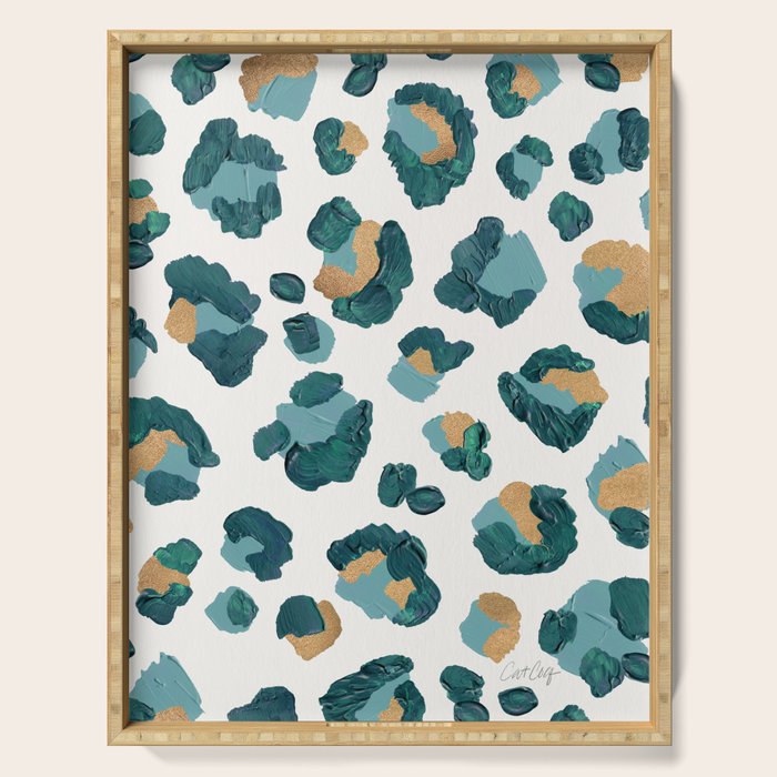Leopard Print - Teal & Copper Serving Tray Gallery Image 1