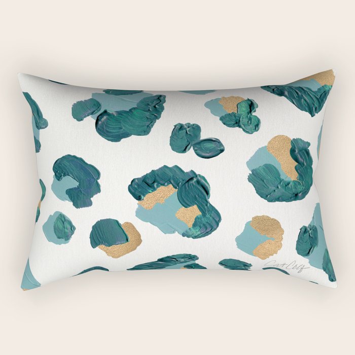 Leopard Print - Teal & Copper Rectangular Pillow Gallery Image 2