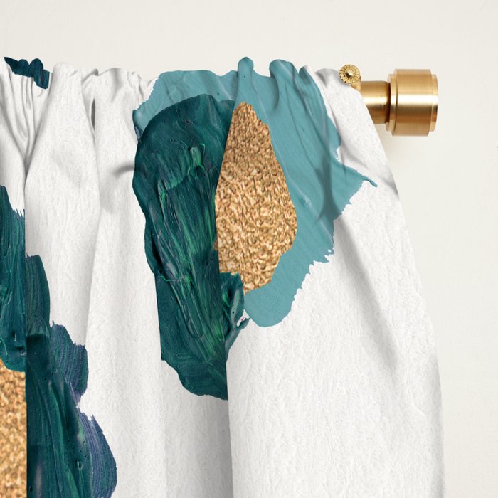 Leopard Print - Teal & Copper Window Curtain Gallery Image 2