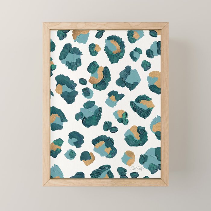 Leopard Print - Teal & Copper Mini Art Print Gallery Image 1