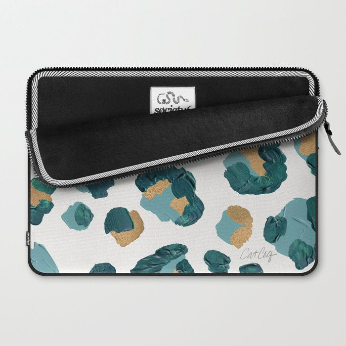 Leopard Print - Teal & Copper Laptop Sleeve Gallery Image 2