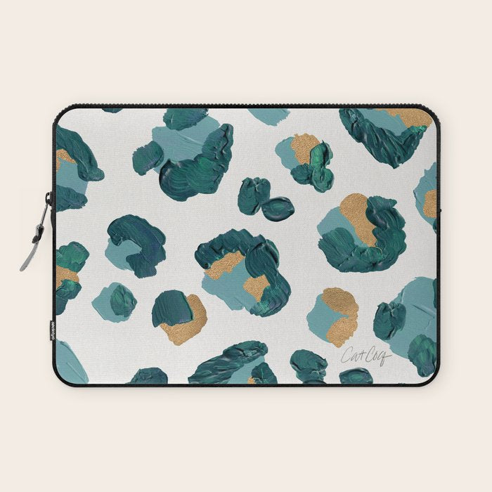 Leopard Print - Teal & Copper Laptop Sleeve Gallery Image 1