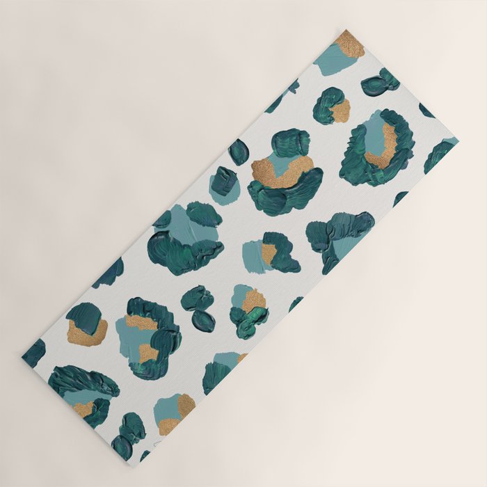 Leopard Print - Teal & Copper Yoga Mat Gallery Image 1