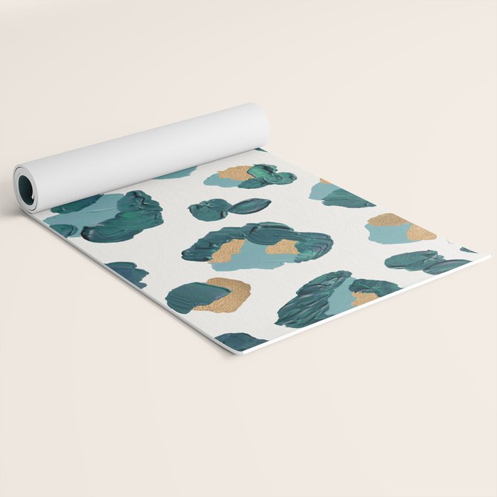 Leopard Print - Teal & Copper Yoga Mat Gallery Image 2