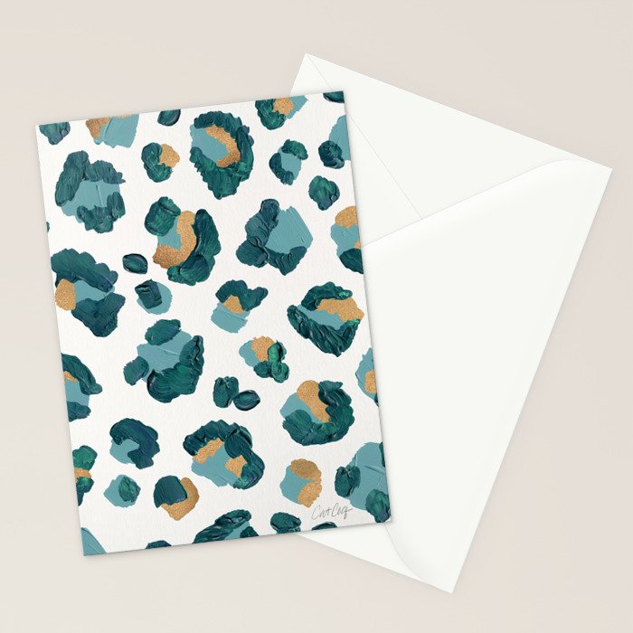 Leopard Print - Teal & Copper Stationery Card Gallery Image 2