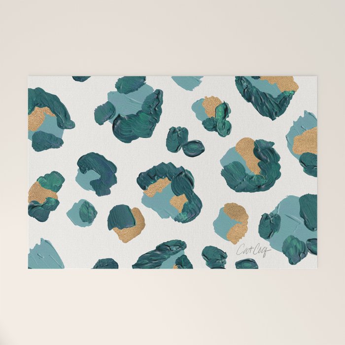 Leopard Print - Teal & Copper Welcome Mat Gallery Image 1