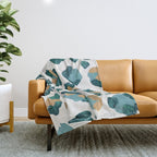 Leopard Print - Teal & Copper Throw Blanket Gallery Image 1