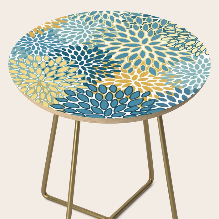 Modern Floral Prints, Teal and Yellow Side Table Gallery Image 2