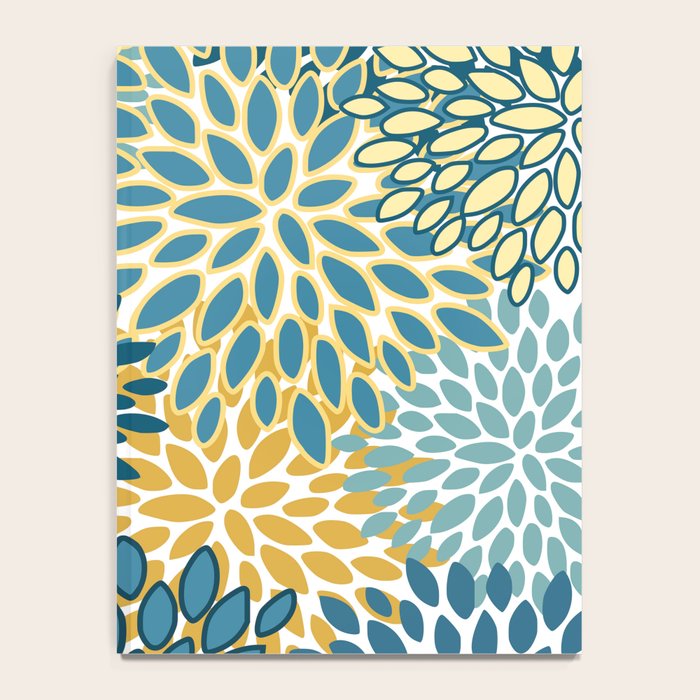 Modern Floral Prints, Teal and Yellow Notebook Gallery Image 4