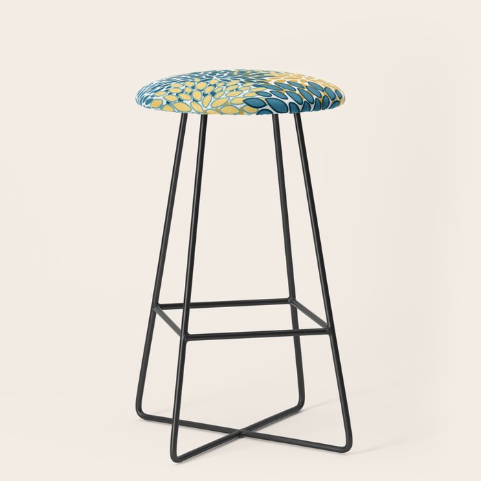 Modern Floral Prints, Teal and Yellow Stool Gallery Image 1