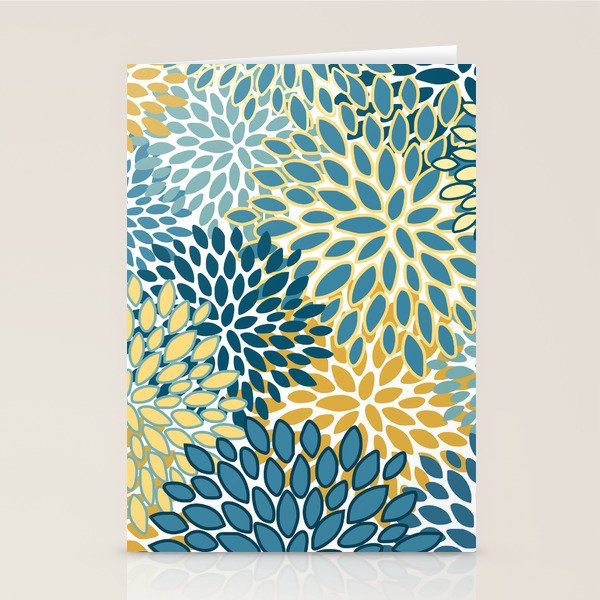 Modern Floral Prints, Teal and Yellow Stationery Card Gallery Image 2