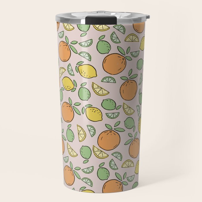 Summer Citrus in Pink Travel Mug Gallery Image 1
