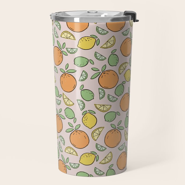 Summer Citrus in Pink Travel Mug Gallery Image 2