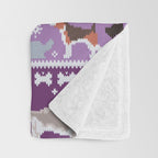 Fluffy and bright fair isle knitting doggie friends // seance purple and east side violet background brown orange white and grey dog breeds  Throw Blanket Gallery Image 3