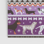 Fluffy and bright fair isle knitting doggie friends // seance purple and east side violet background brown orange white and grey dog breeds  Poster Gallery Image 3