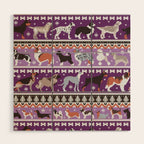 Fluffy and bright fair isle knitting doggie friends // seance purple and east side violet background brown orange white and grey dog breeds  Wood Wall Art Gallery Image 1