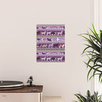 Fluffy and bright fair isle knitting doggie friends // seance purple and east side violet background brown orange white and grey dog breeds  Poster Gallery Image 2
