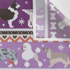 Fluffy and bright fair isle knitting doggie friends // seance purple and east side violet background brown orange white and grey dog breeds  Wall Tapestry Gallery Image 3
