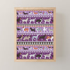 Fluffy and bright fair isle knitting doggie friends // seance purple and east side violet background brown orange white and grey dog breeds  Mini Art Print Gallery Image 1