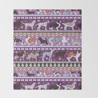 Fluffy and bright fair isle knitting doggie friends // seance purple and east side violet background brown orange white and grey dog breeds  Throw Blanket Gallery Image 2
