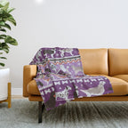 Fluffy and bright fair isle knitting doggie friends // seance purple and east side violet background brown orange white and grey dog breeds  Throw Blanket Gallery Image 1