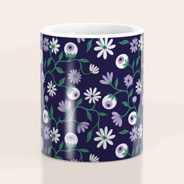 Dark Gothic Floral Garden Flowers and Eyes Creepy Halloween Coffee Mug Gallery Image 4