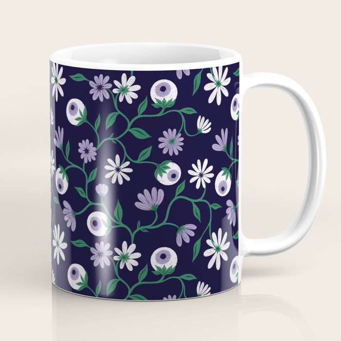 Dark Gothic Floral Garden Flowers and Eyes Creepy Halloween Coffee Mug Gallery Image 1