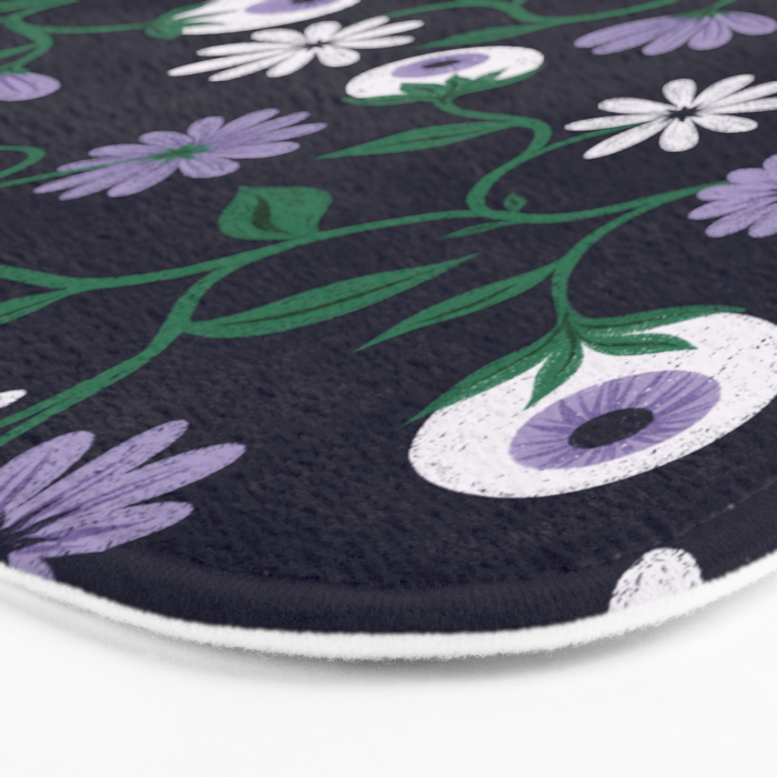 Dark Gothic Floral Garden Flowers and Eyes Creepy Halloween Bath Mat Gallery Image 3