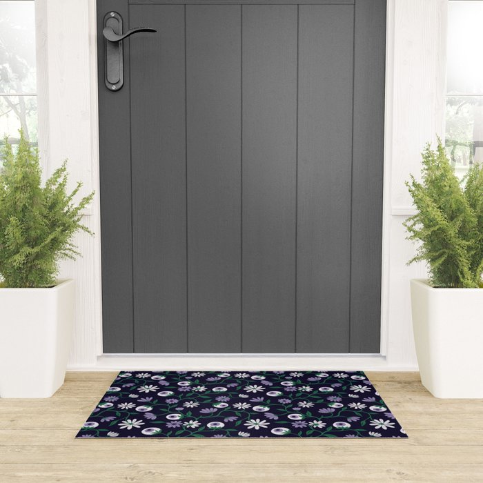 Dark Gothic Floral Garden Flowers and Eyes Creepy Halloween Welcome Mat Gallery Image 3