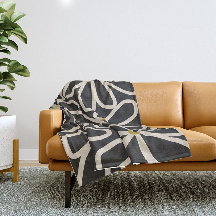 Daisy chain - night Throw Blanket Gallery Image 1