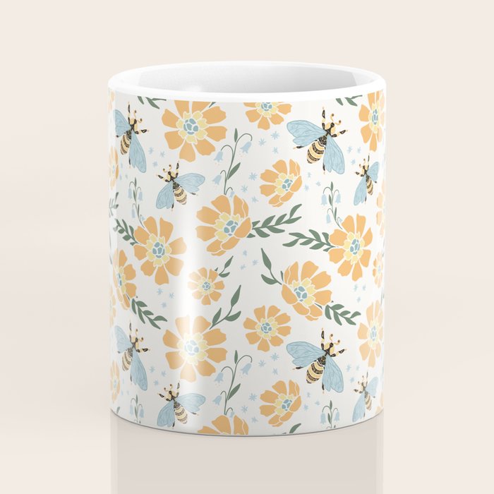 Honey Bees and Orange Flowers Coffee Mug Gallery Image 4