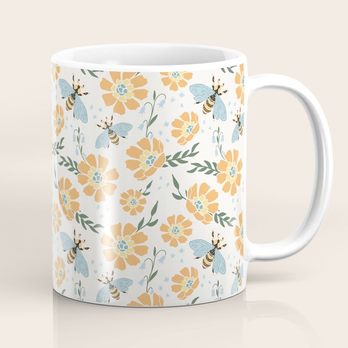 Honey Bees and Orange Flowers Coffee Mug Gallery Image 1