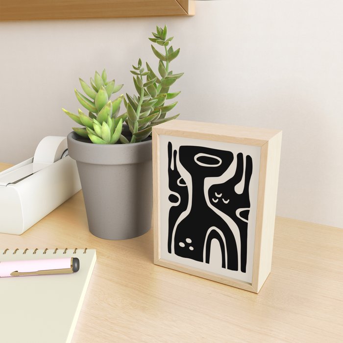 Abstract Art Black and Linen White Mini Art Print Gallery Image 2