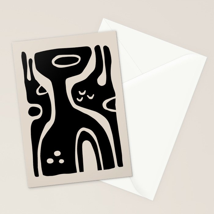 Abstract Art Black and Linen White Stationery Card Gallery Image 2