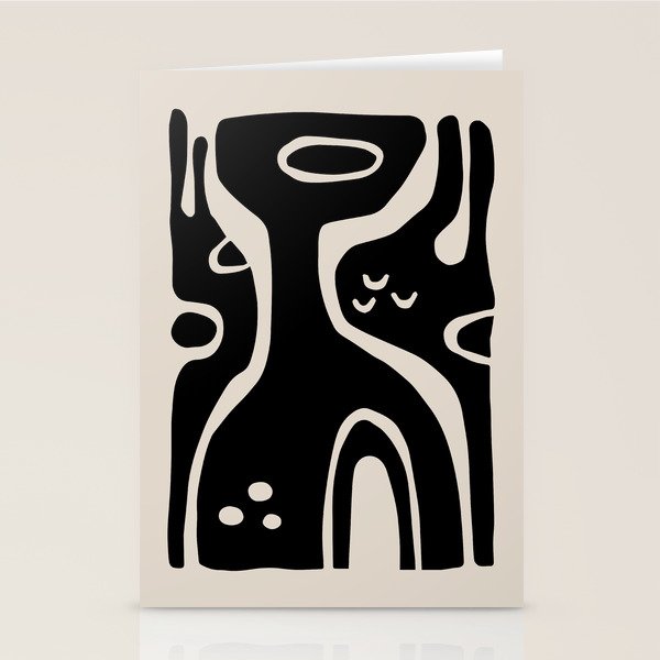 Abstract Art Black and Linen White Stationery Card Gallery Image 2