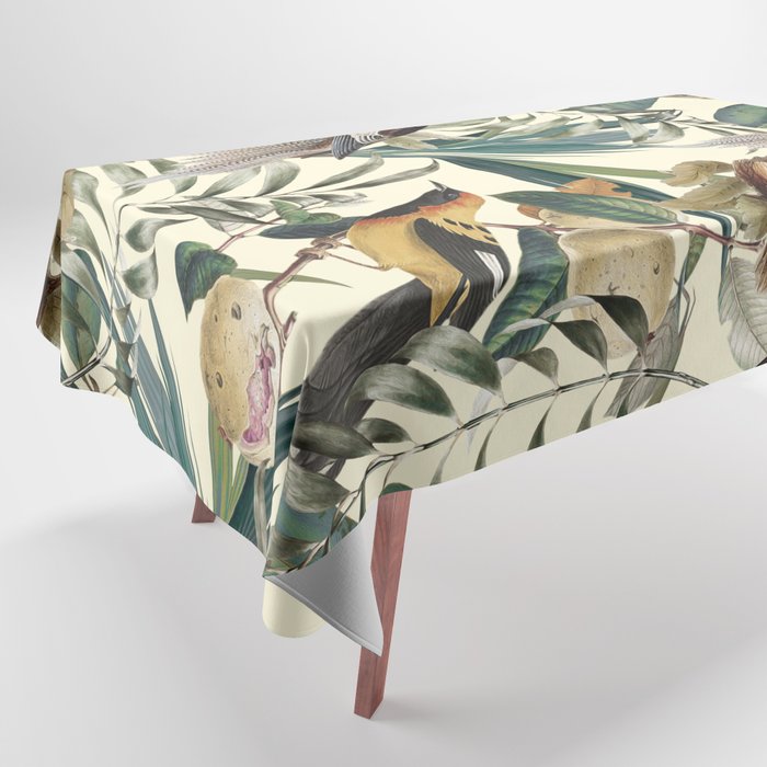 Floral and Birds Vintage Garden Tablecloth Gallery Image 1