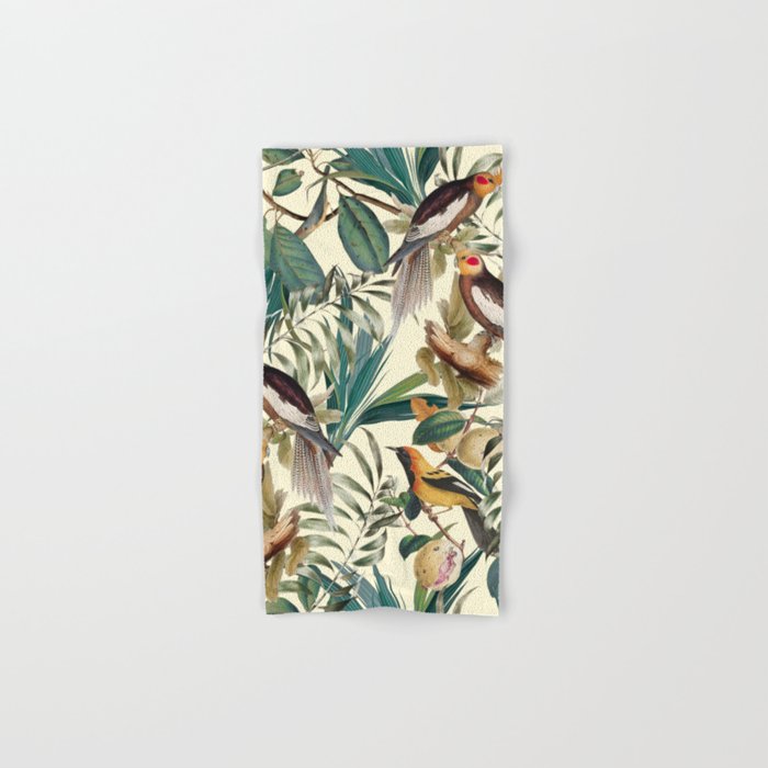 Floral and Birds Vintage Garden Bath Towel Gallery Image 1