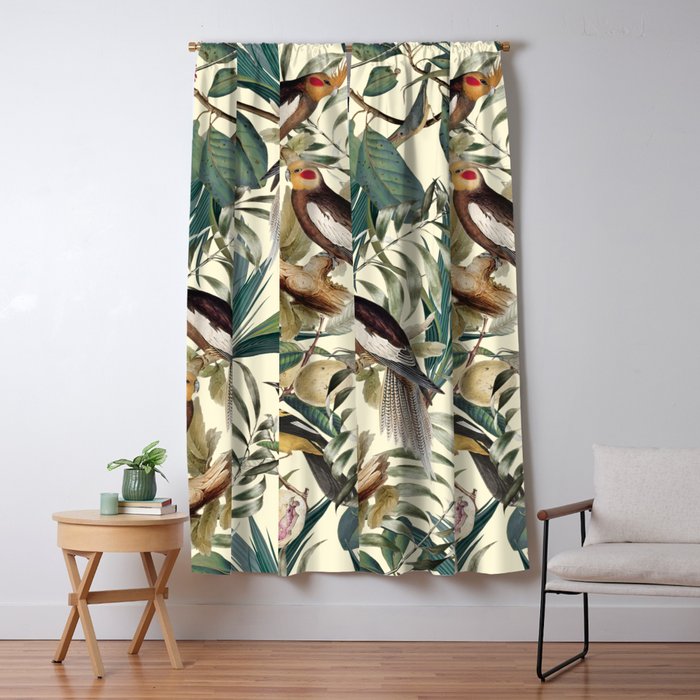 Floral and Birds Vintage Garden Window Curtain Gallery Image 5