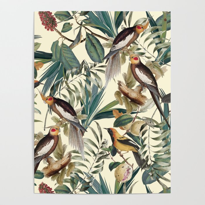 Floral and Birds Vintage Garden Poster Gallery Image 4