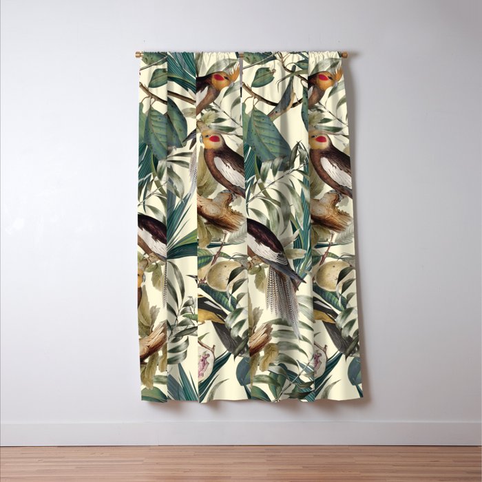 Floral and Birds Vintage Garden Window Curtain Gallery Image 3