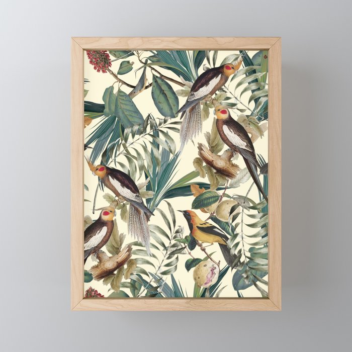 Floral and Birds Vintage Garden Mini Art Print Gallery Image 1