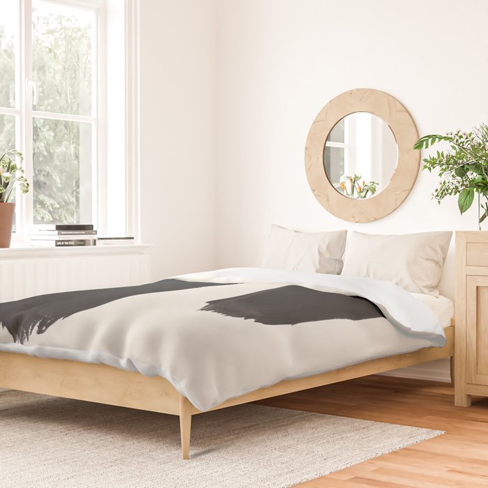 Mid Century Modern Minimalist Abstract Art Brush Strokes Black & White Ink Art Brush Strokes Duvet Cover Gallery Image 2