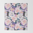Modern Dark Vibrant Flowery D Throw Blanket Gallery Image 2